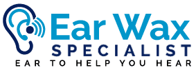 This logo represents the brand "Earwax Specialist" which offers earwax removal & hearing aids services.