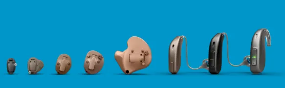 Different types of hearing aids for various levels of hearing loss. Choose the style that best suits your needs.