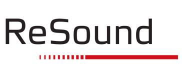 Resound logo representing advanced digital hearing aids with Bluetooth and personalised sound features.